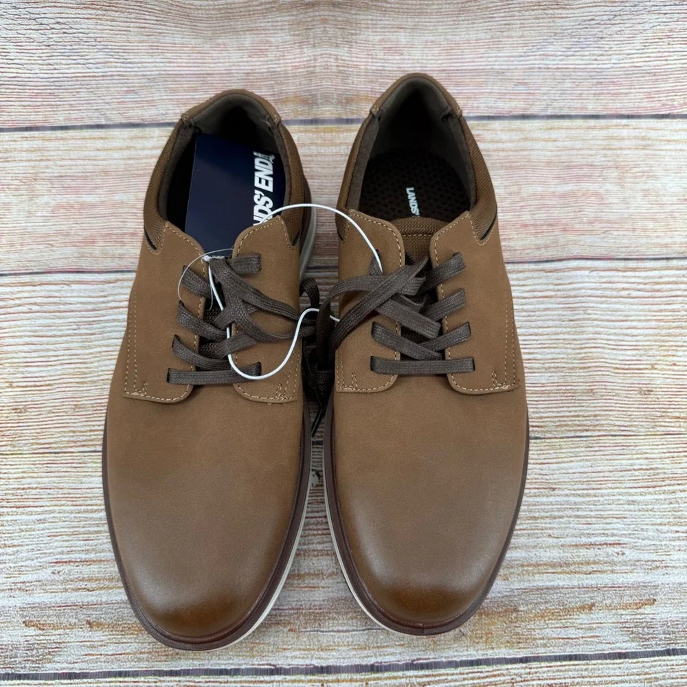 Lands End Mens Sport Oxford Shoes Dark Tan White 1908426 Size 10‎